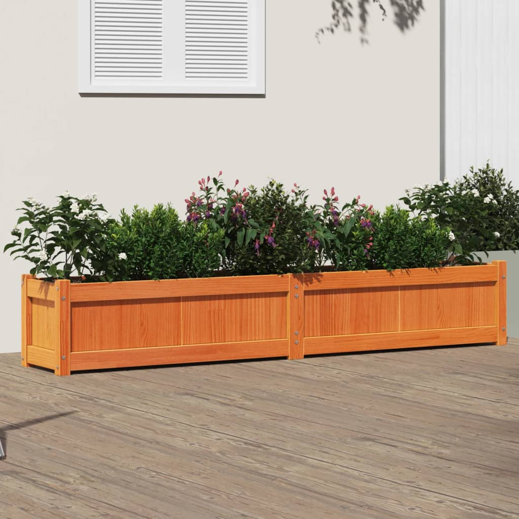 Garden Planter Wax Brown 180x31x31 cm Solid Wood Pine - All Things Good