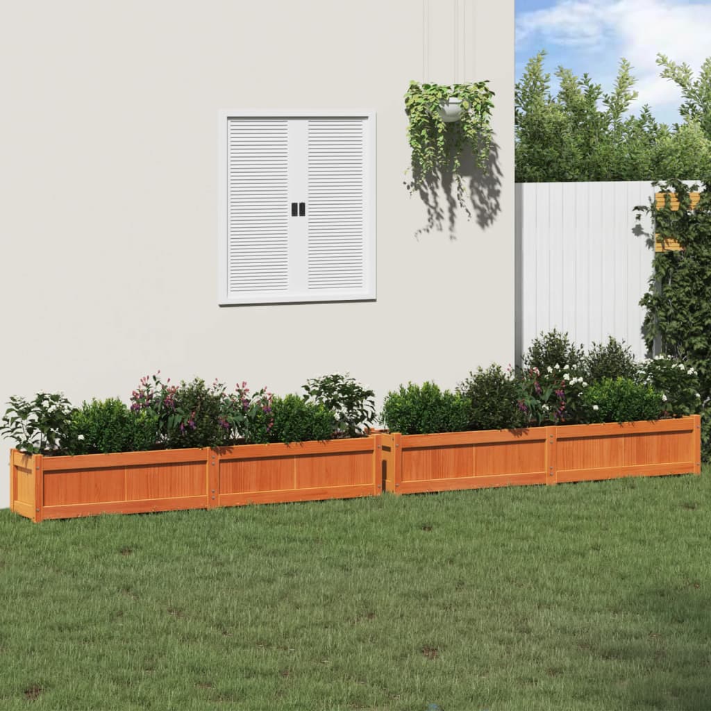 Garden Planters 2 pcs Wax Brown Solid Wood Pine - Casper Homes