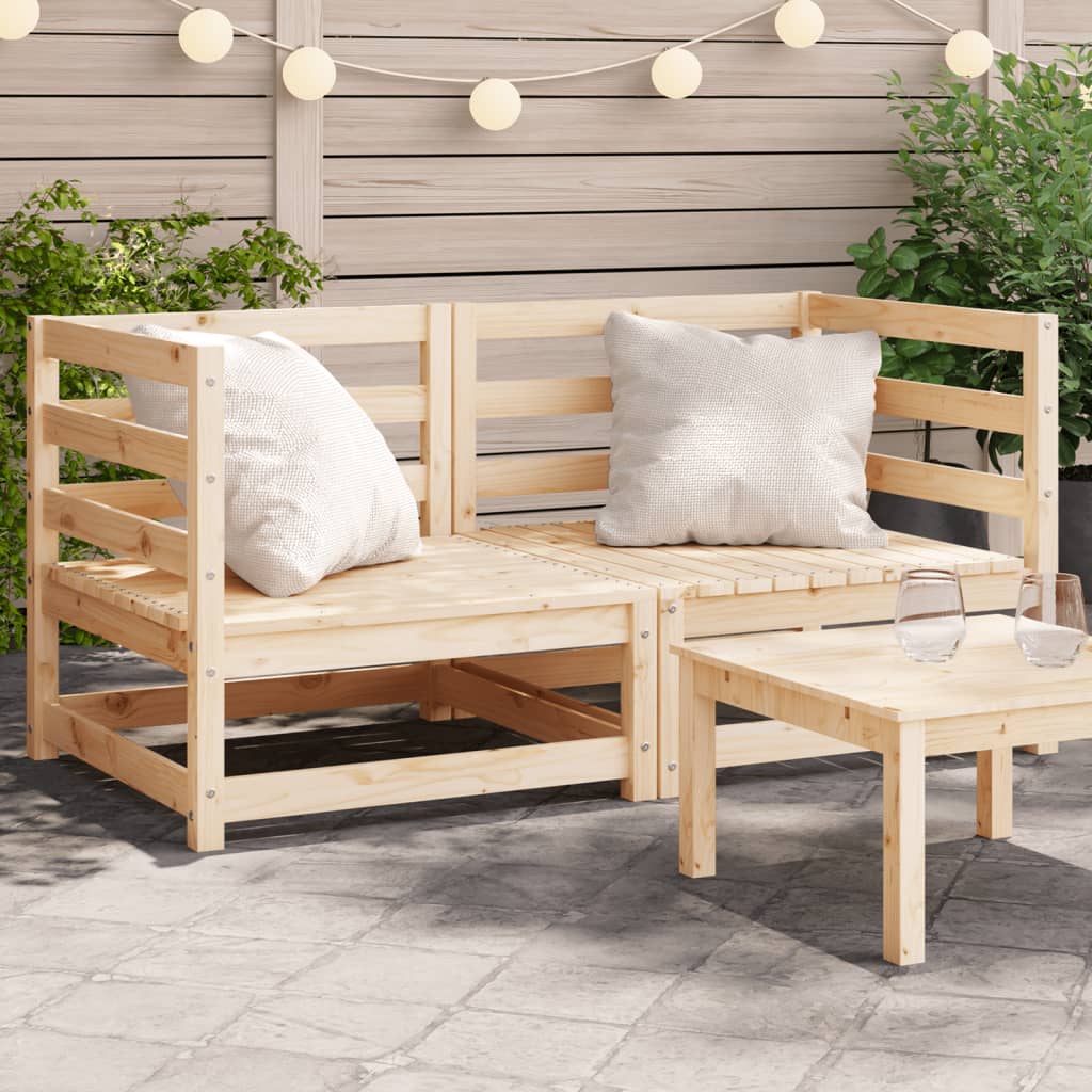 Garden Sofas Corner 2 pcs 70x70x67 cm Solid Wood Pine - Merkel Designers