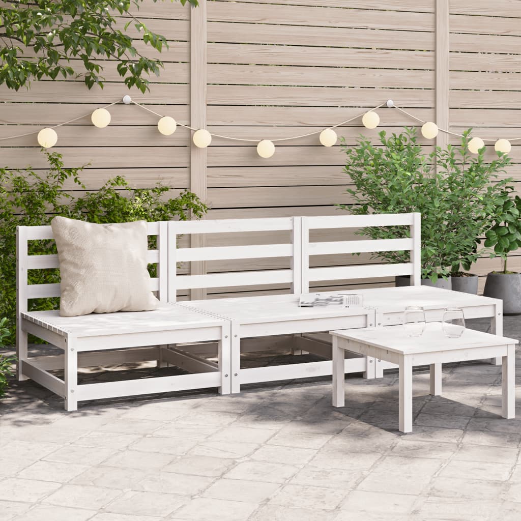 Garden Sofas Armless 3 pcs White 70x70x67 cm Solid Wood Pine - Casper Homes