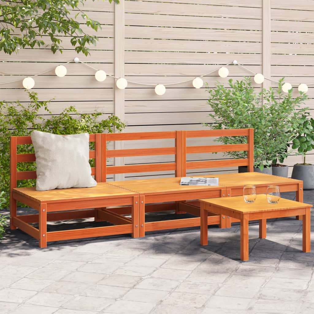 Garden Sofas Armless 3 pcs Wax Brown 70x70x67 cm Solid Wood Pine - Merkel Designers