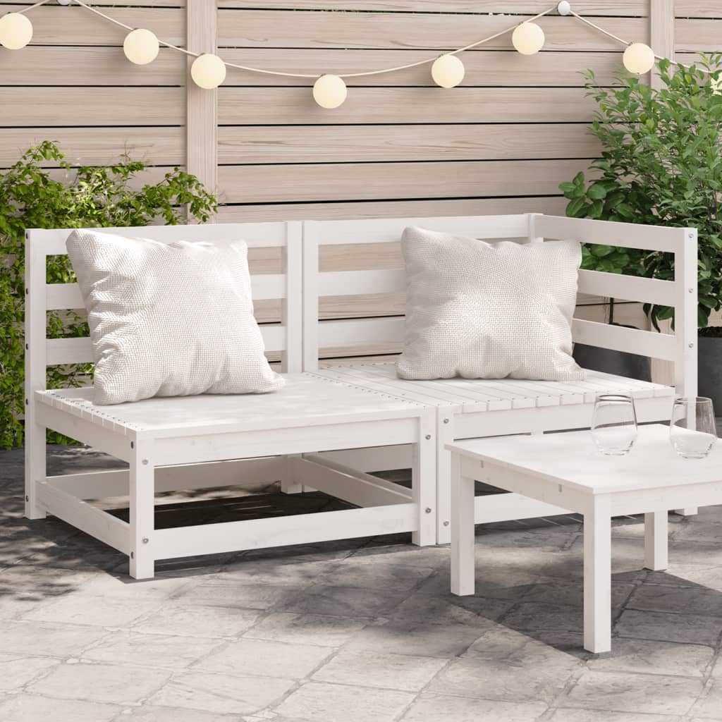 Garden Sofa 2-Seater White Solid Wood Pine - Style and Chic