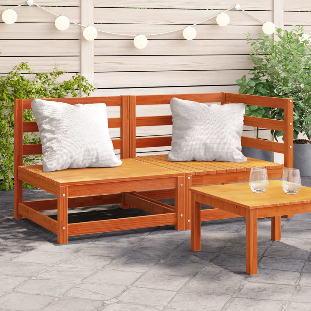 Garden Sofa 2-Seater Wax Brown Solid Wood Pine - The Home Maker