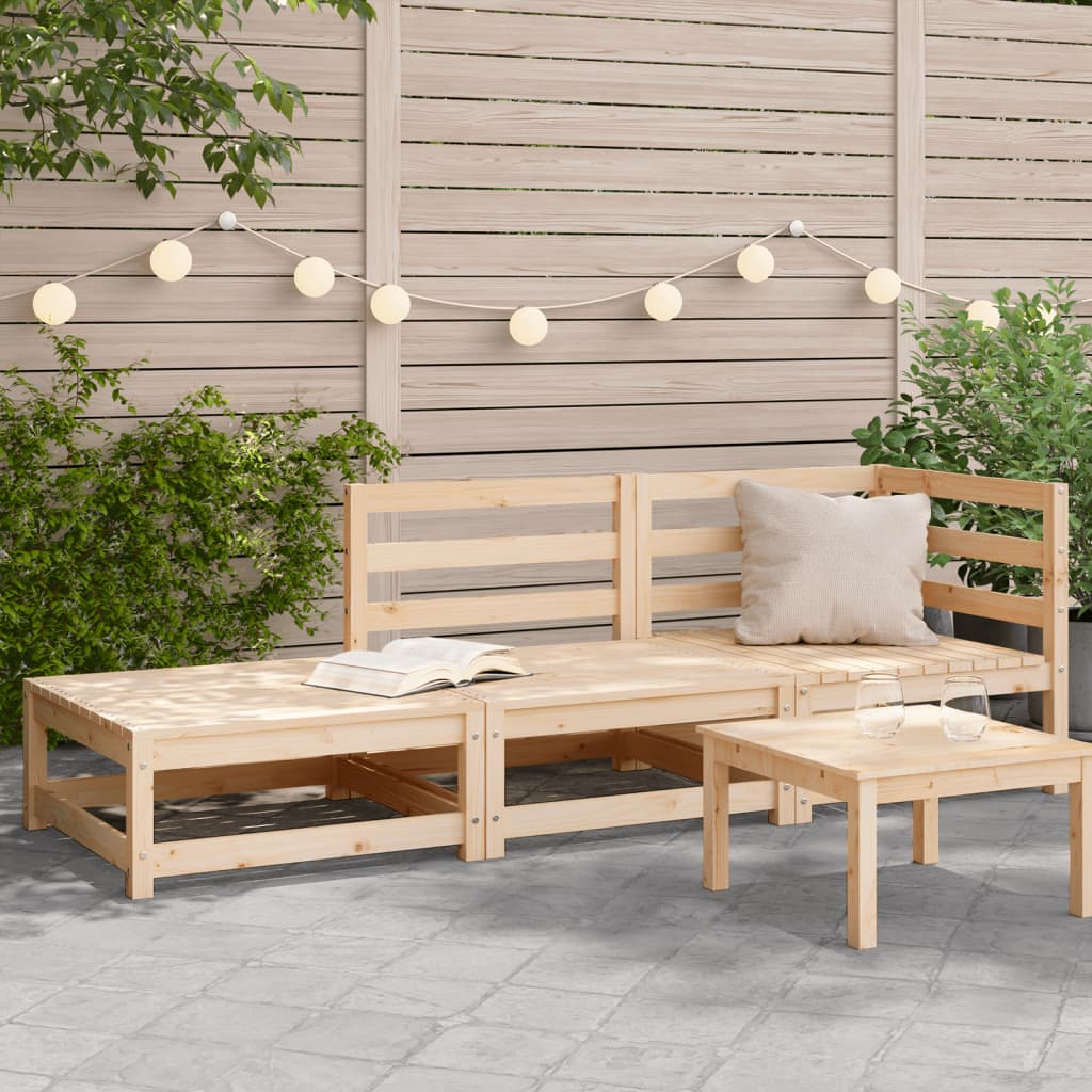 Garden Sofa with Footstool 2-Seater Solid Wood Pine - Merkel Designers