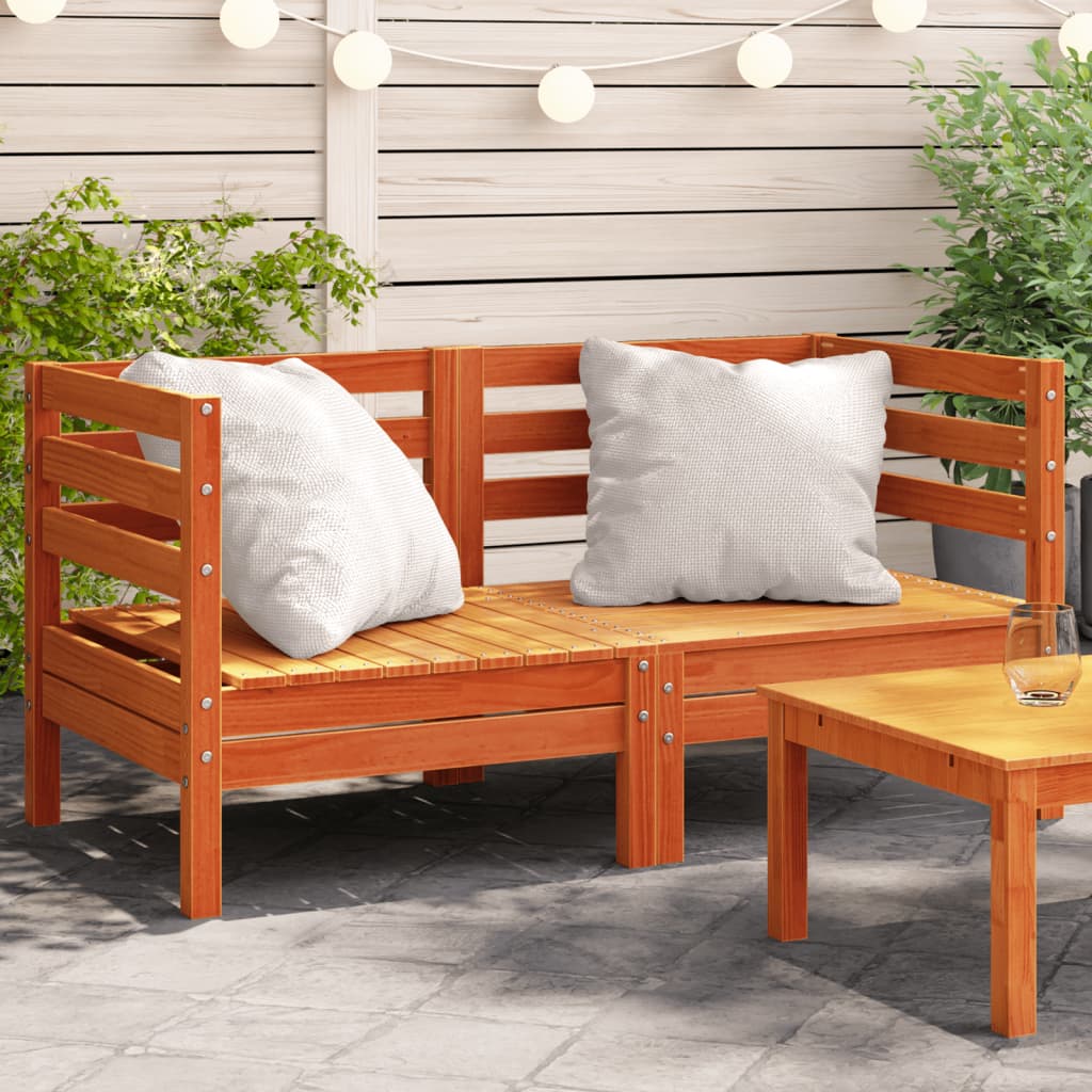 Garden Sofas Corner 2 pcs Wax Brown Solid Wood Pine - Style and Chic