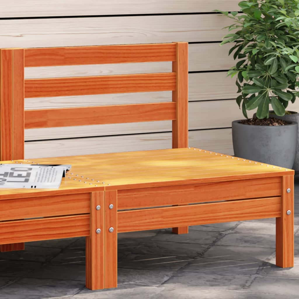 Garden Sofa Armless Wax Brown Solid Wood Pine - Style and Chic