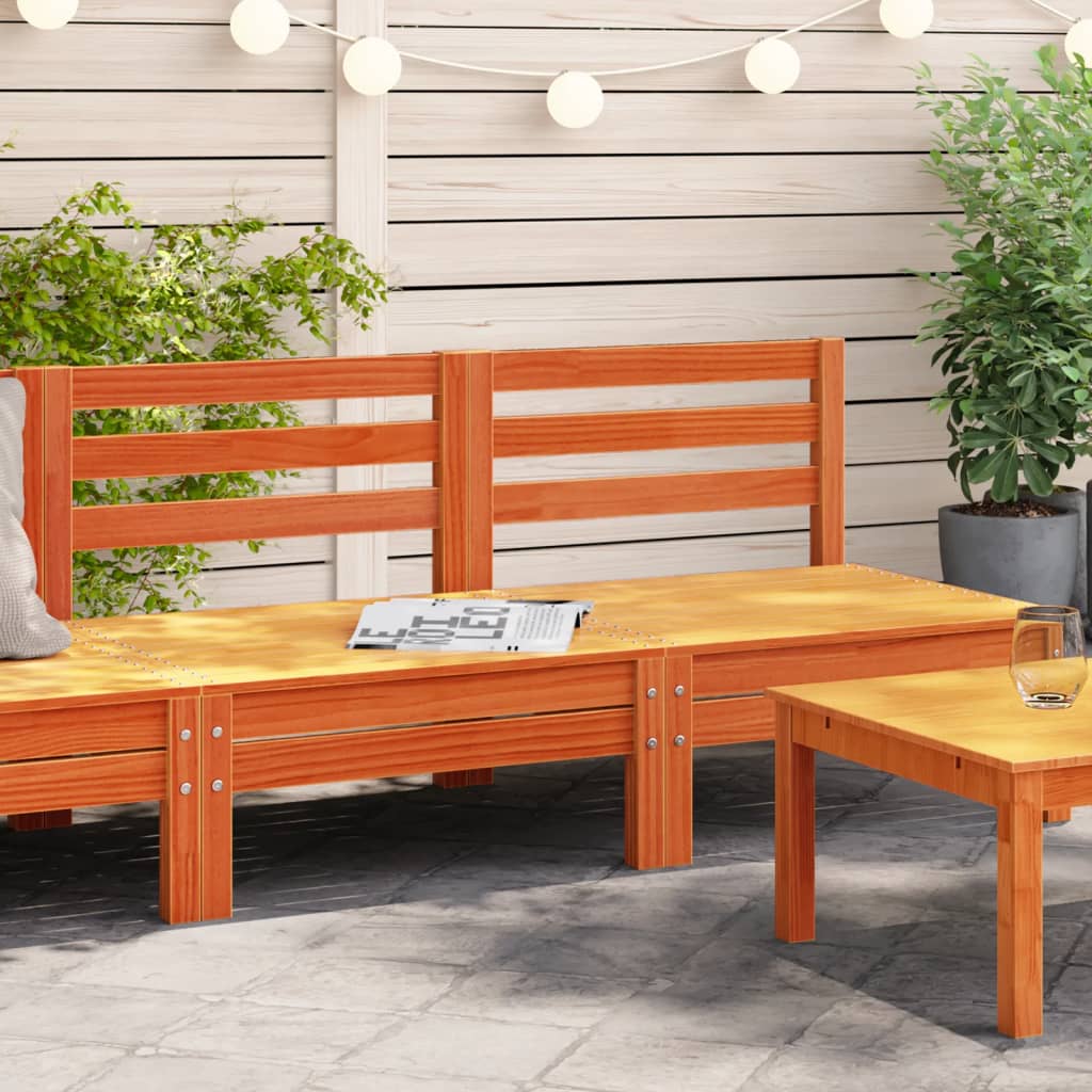 Garden Sofas Armless 2 pcs Wax Brown Solid Wood Pine - The Home Maker