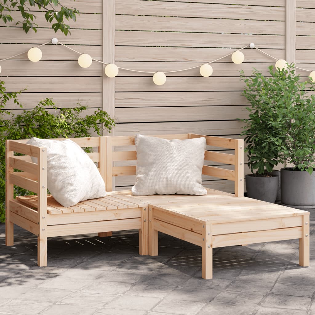 Garden Sofa 2-Seater with Footstool Solid Wood Pine - All Things Good
