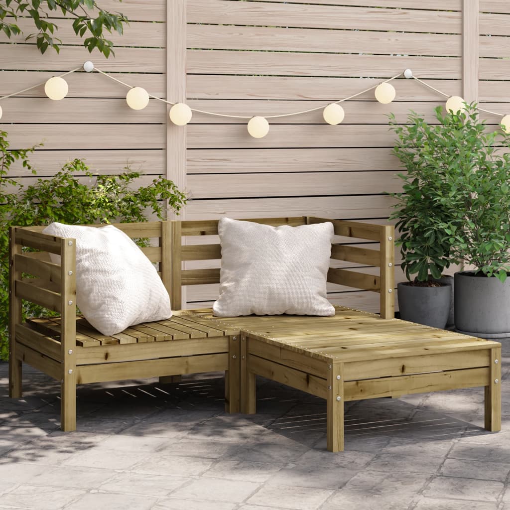Garden Sofa 2-Seater with Footstool Impregnated Wood Pine - All Things Good