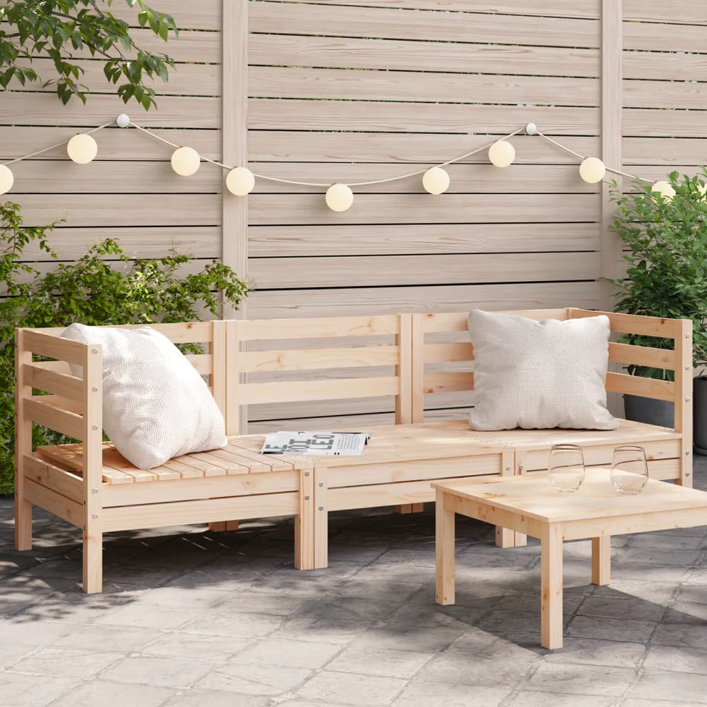 Garden Sofa 3-Seater Solid Wood Pine - Style and Chic