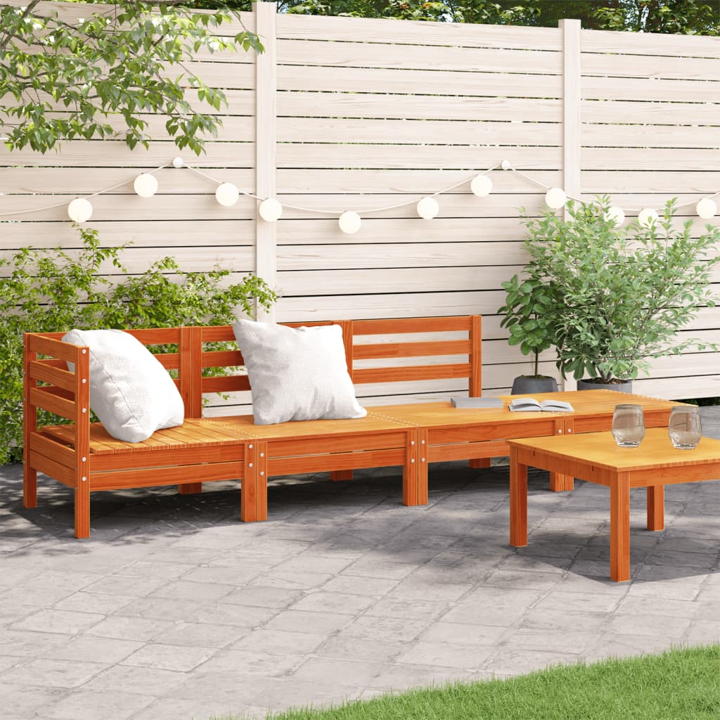 Garden Sofa 4-Seater Wax Brown Solid Wood Pine - Style and Chic
