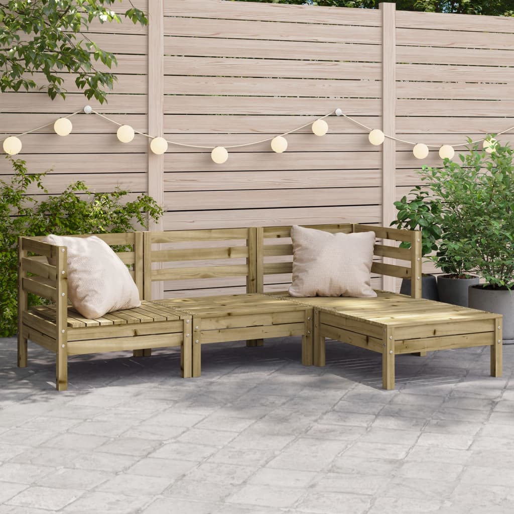 Garden Sofa 3-Seater with Footstool Impregnated Wood Pine - Discount Dealers