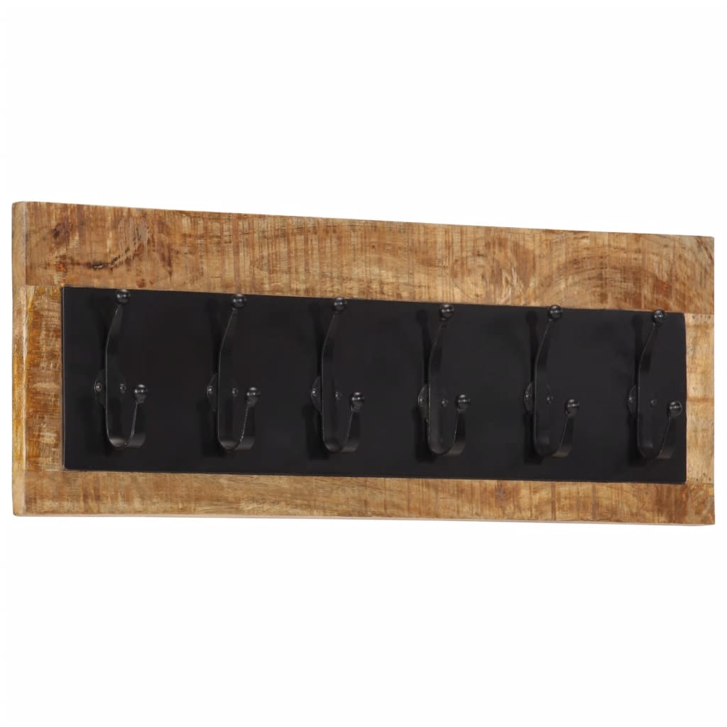Wall Mounted Coat Rack with 6 Hooks Solid Wood Mango - All Things Good