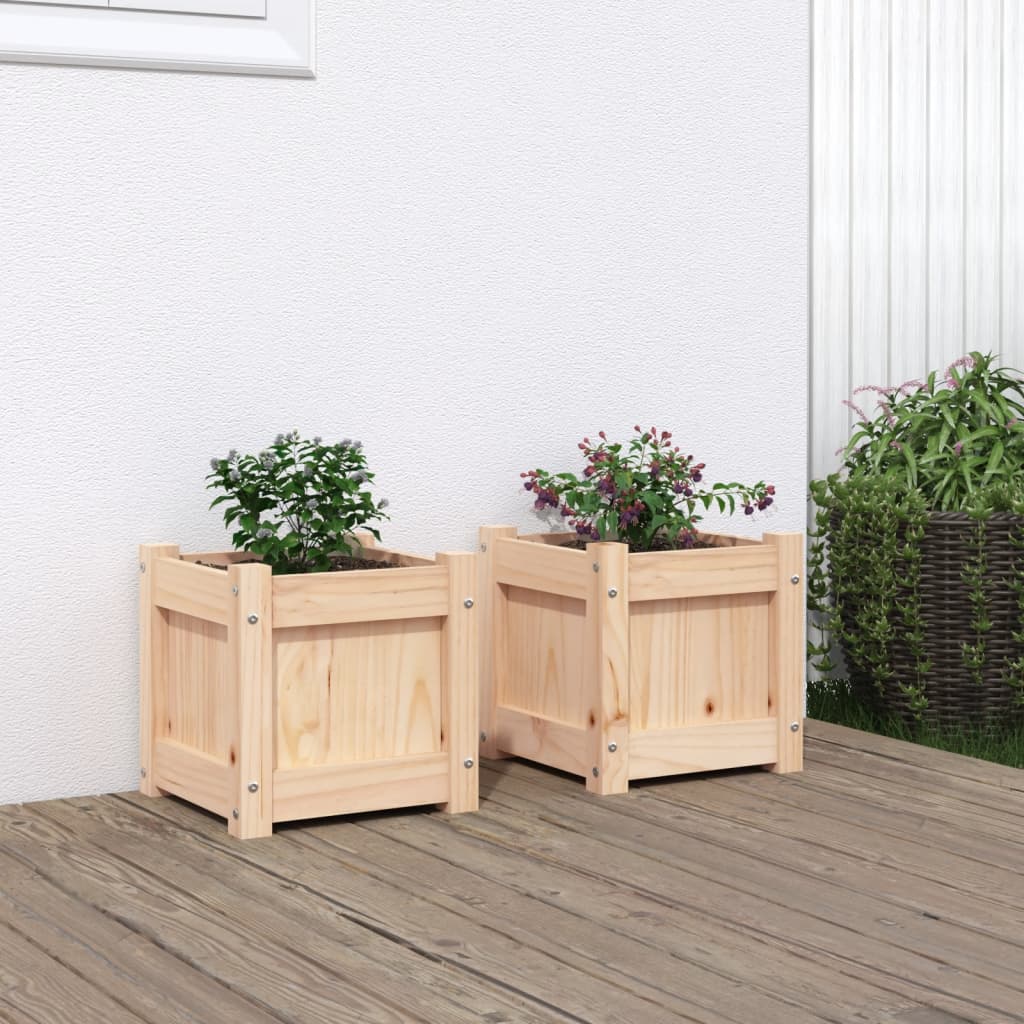 Garden Planters 2 pcs Solid Wood Pine - Unbeatable Bargains