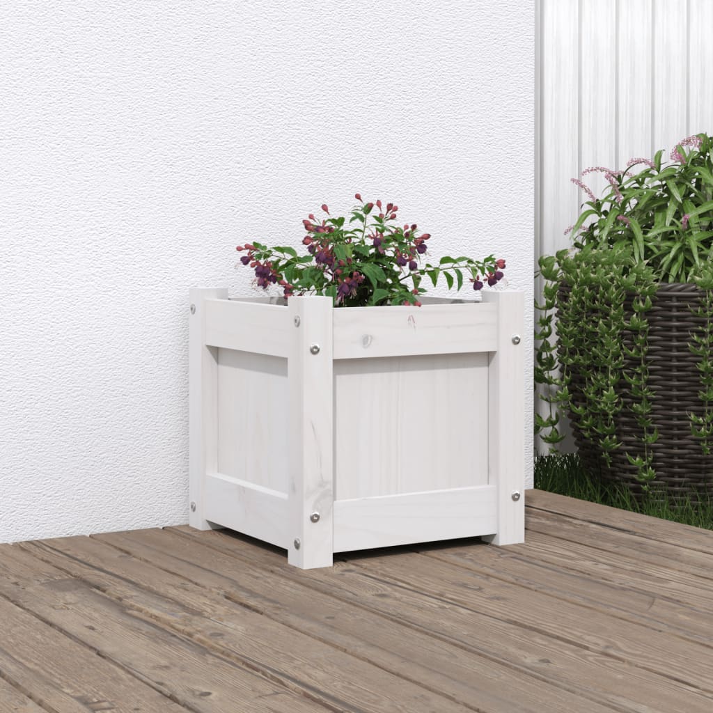 Garden Planter White 31x31x31 cm Solid Wood Pine - Discount Dealers