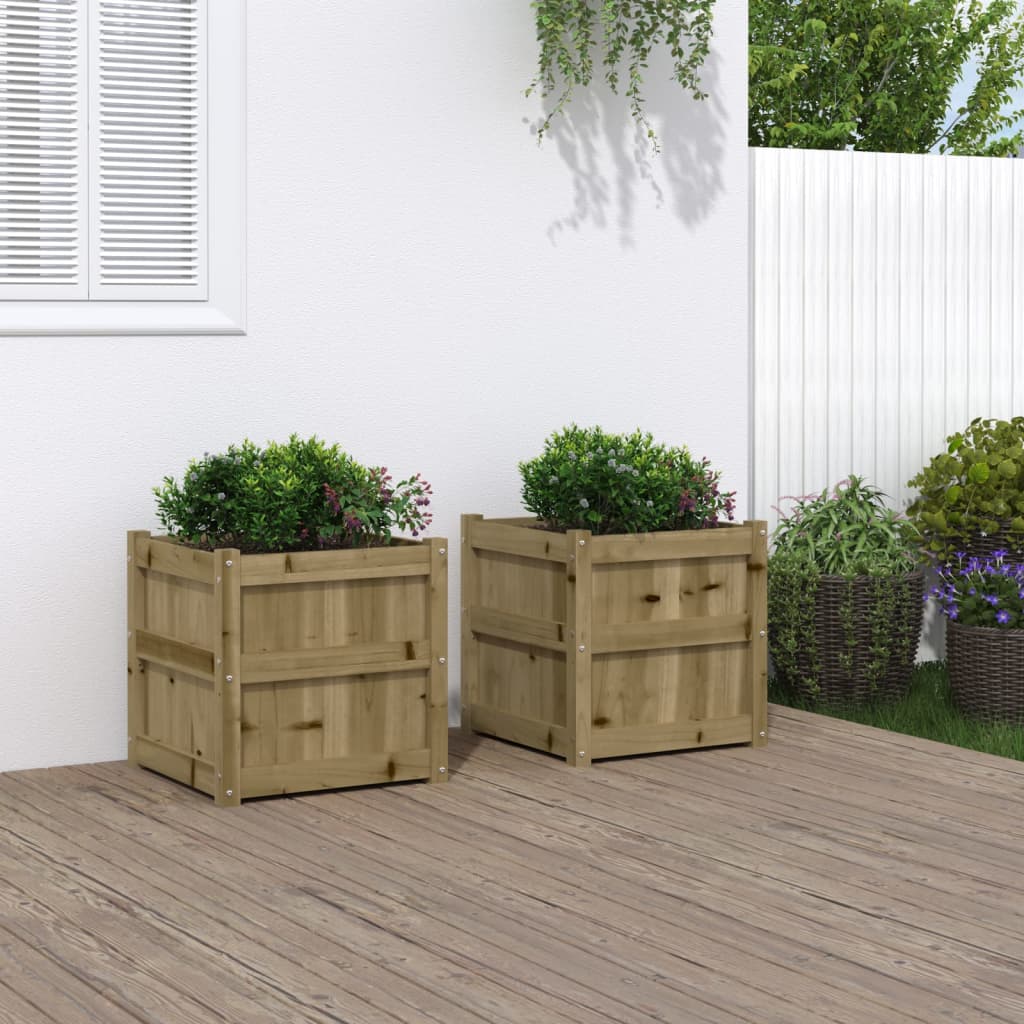 Garden Planters 2 pcs Impregnated Wood Pine - Decor Base