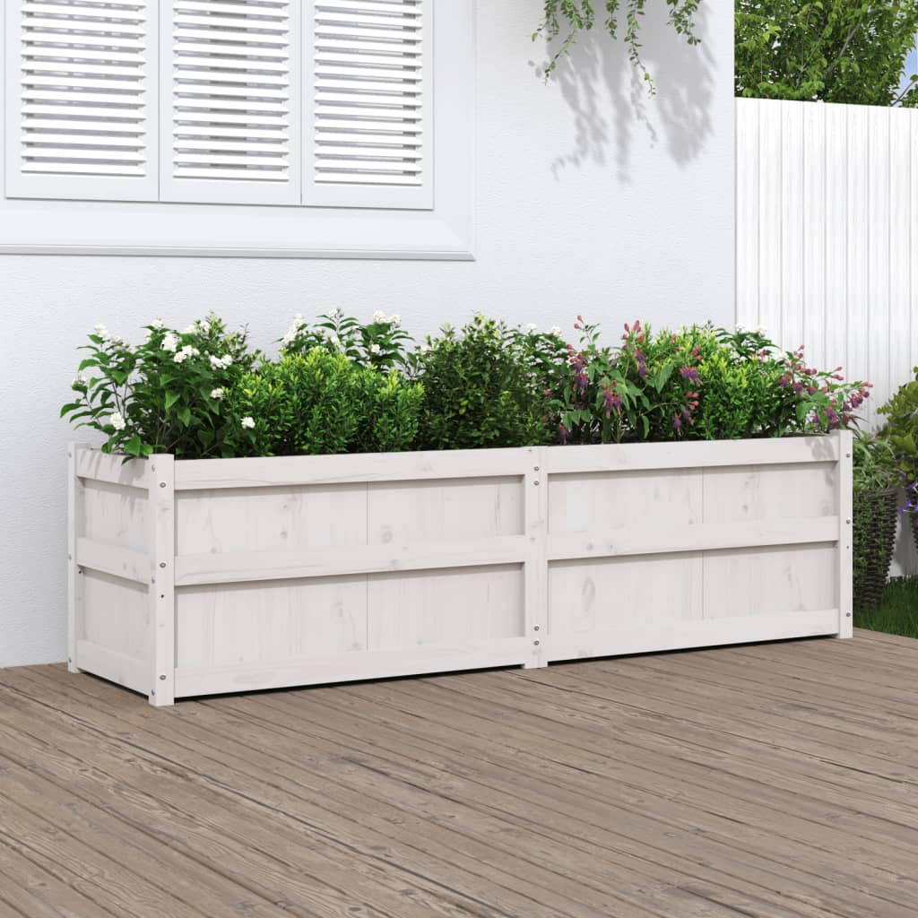 Garden Planter White 180x50x50 cm Solid Wood Pine - Merlin Deals