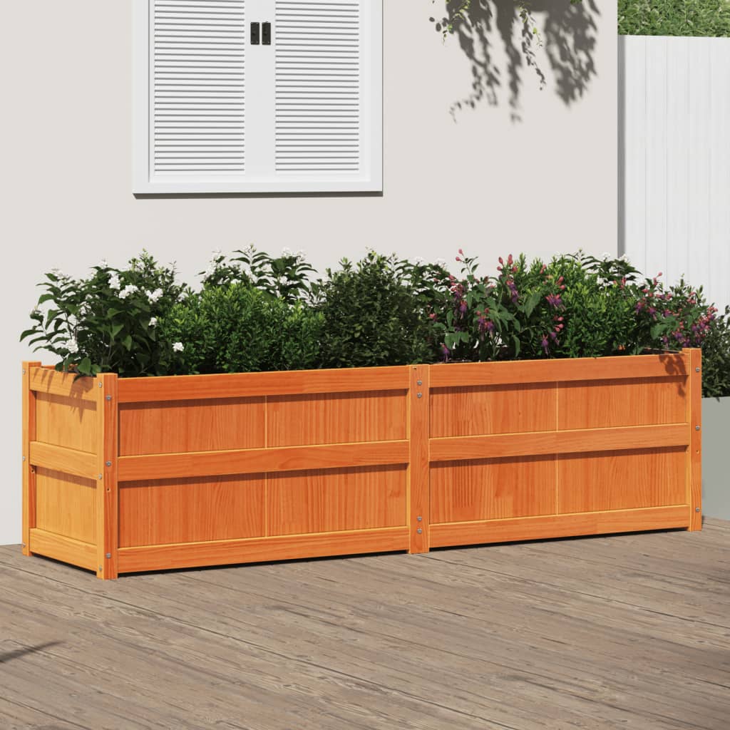 Garden Planter Wax Brown 180x50x50 cm Solid Wood Pine - Brittle & Co