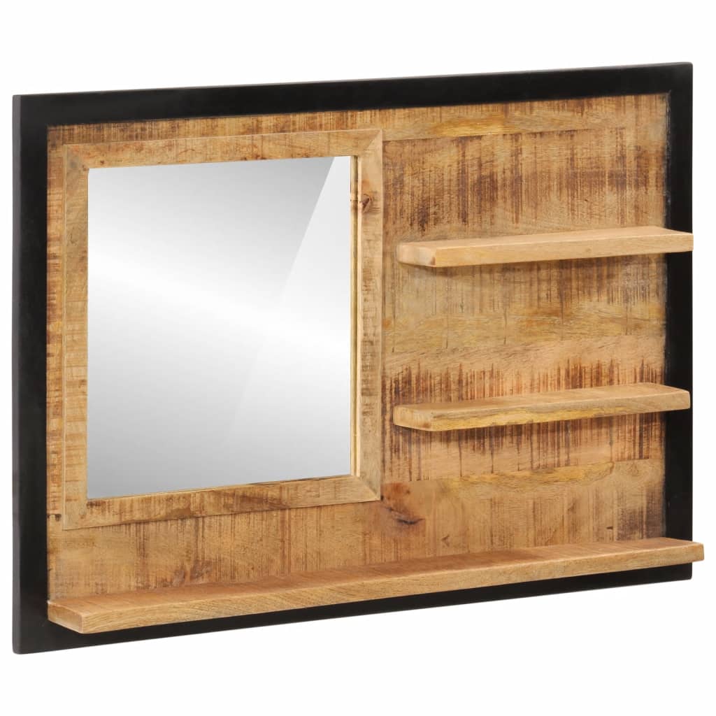 Mirror with Shelves - Glass and Mango Wood - All Things Good