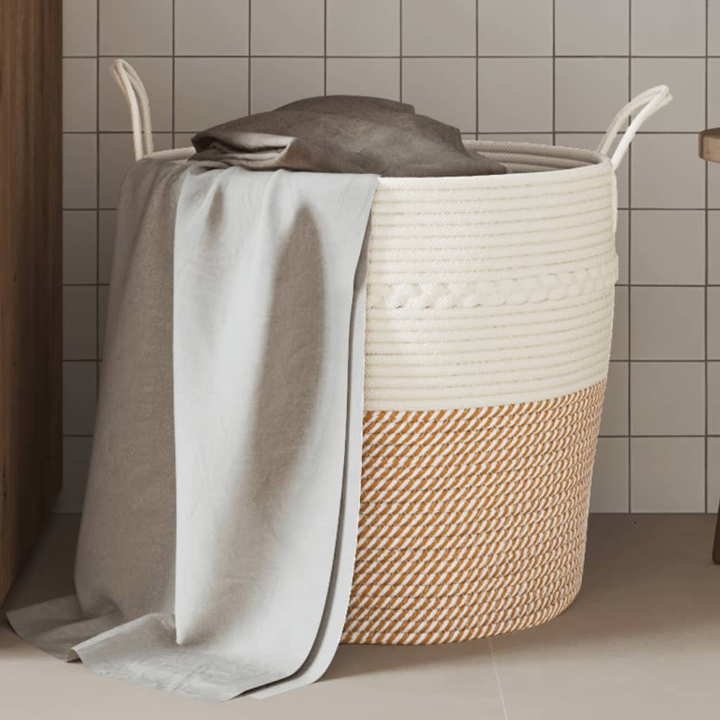 Storage Basket Brown and White 43x38cm Cotton - Direct Imports