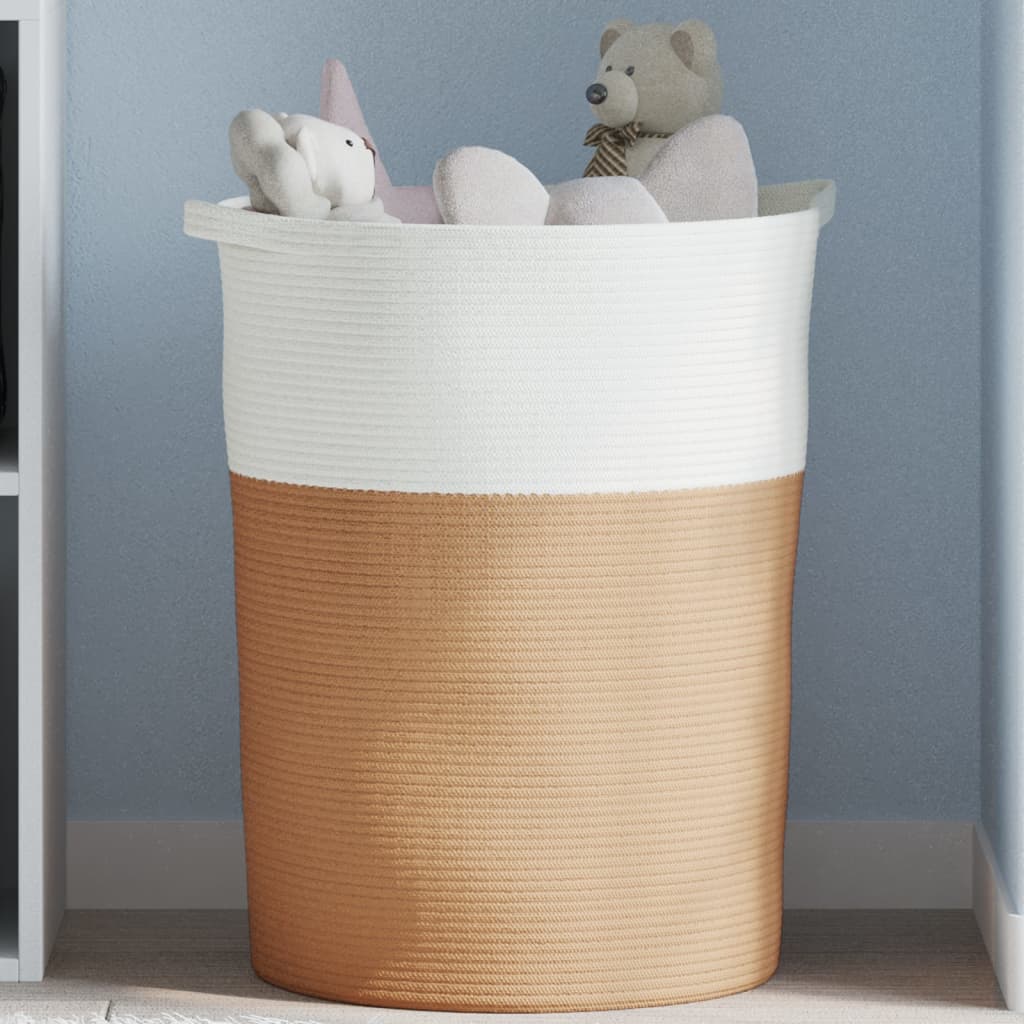 Storage Basket Brown and White 49x65cm Cotton - Tyrell & Tyrell