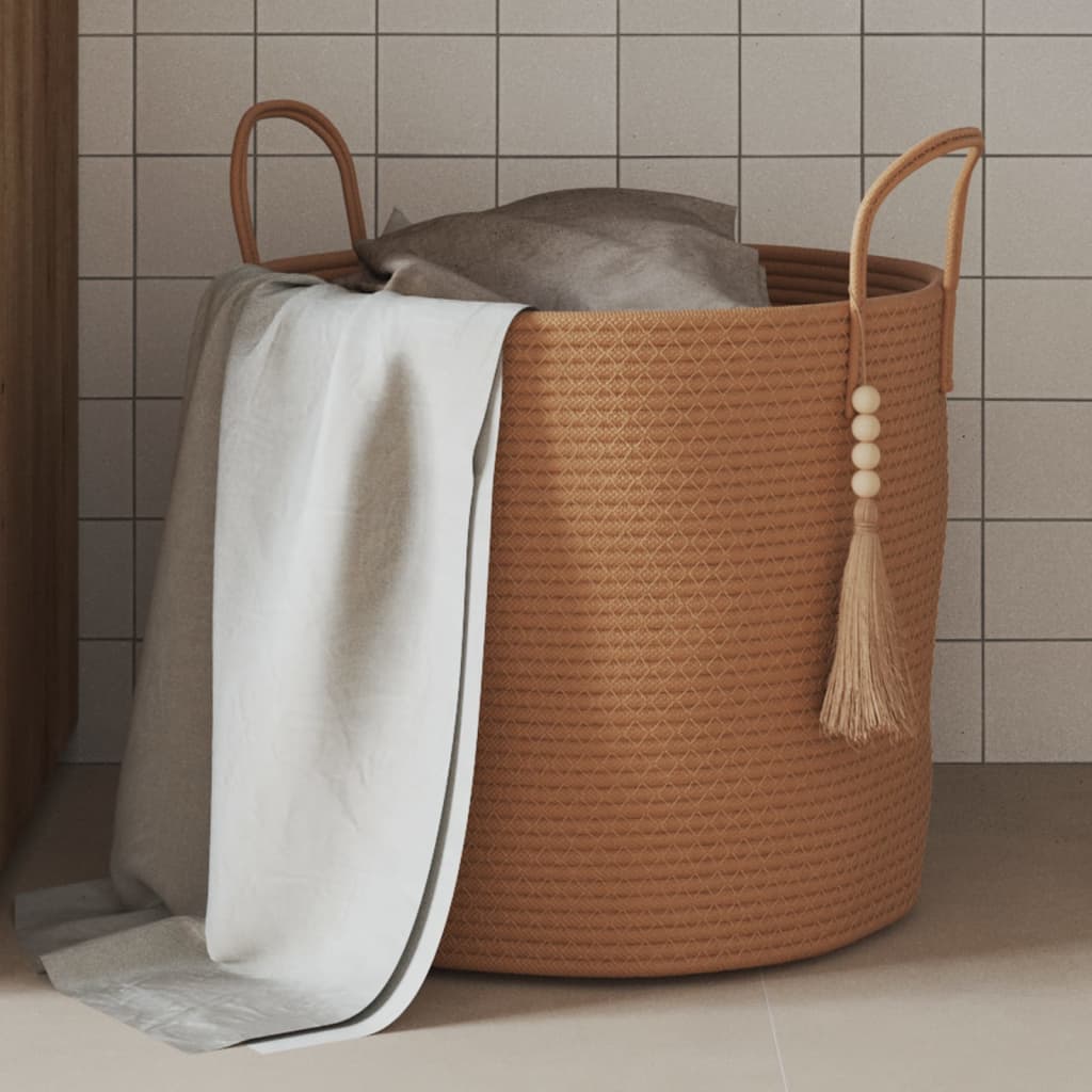 Storage Basket Brown 40x35cm Cotton - Casper Homes