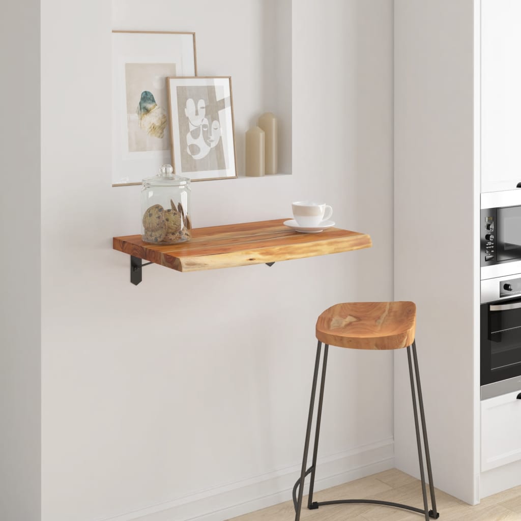 Wall Shelf 60x40x2.5 cm Rectangular Solid Wood Acacia Live Edge - Brittle & Co