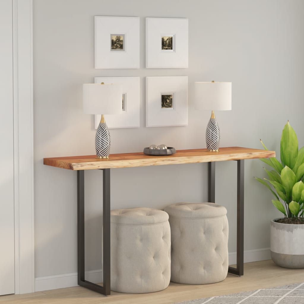 Table Top 110x40x2.5 cm Rectangular Solid Wood Acacia Live Edge - Style and Chic