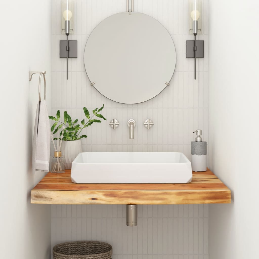 Bathroom Countertop 70x60x2.5cm Rectangular Solid Wood Acacia - Casper Homes