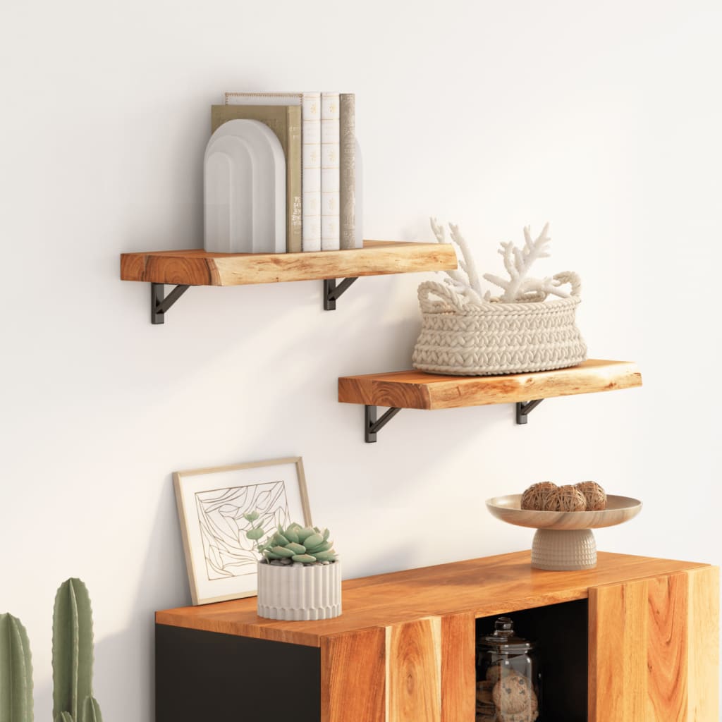 Wall Shelf 50x30x3.8 cm Rectangular Solid Wood Acacia Live Edge - Merlin Deals