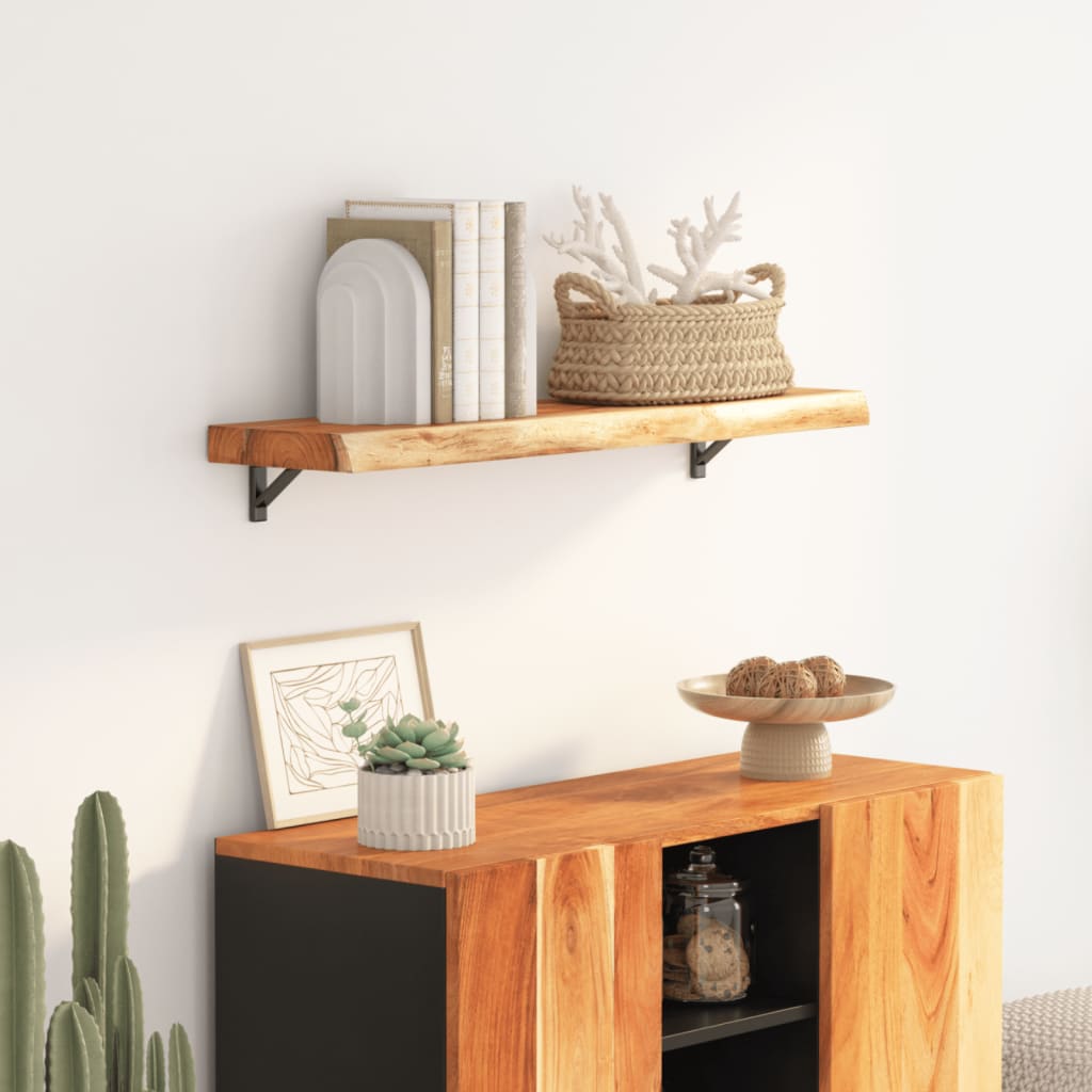 Wall Shelf 70x30x3.8 cm Rectangular Solid Wood Acacia Live Edge - Direct Imports