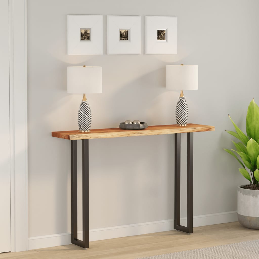 Table Top 140x30x3.8 cm Rectangular Solid Wood Acacia Live Edge - All Things Good