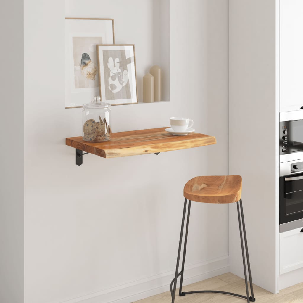 Wall Shelf 50x40x3.8 cm Rectangular Solid Wood Acacia Live Edge - Direct Imports