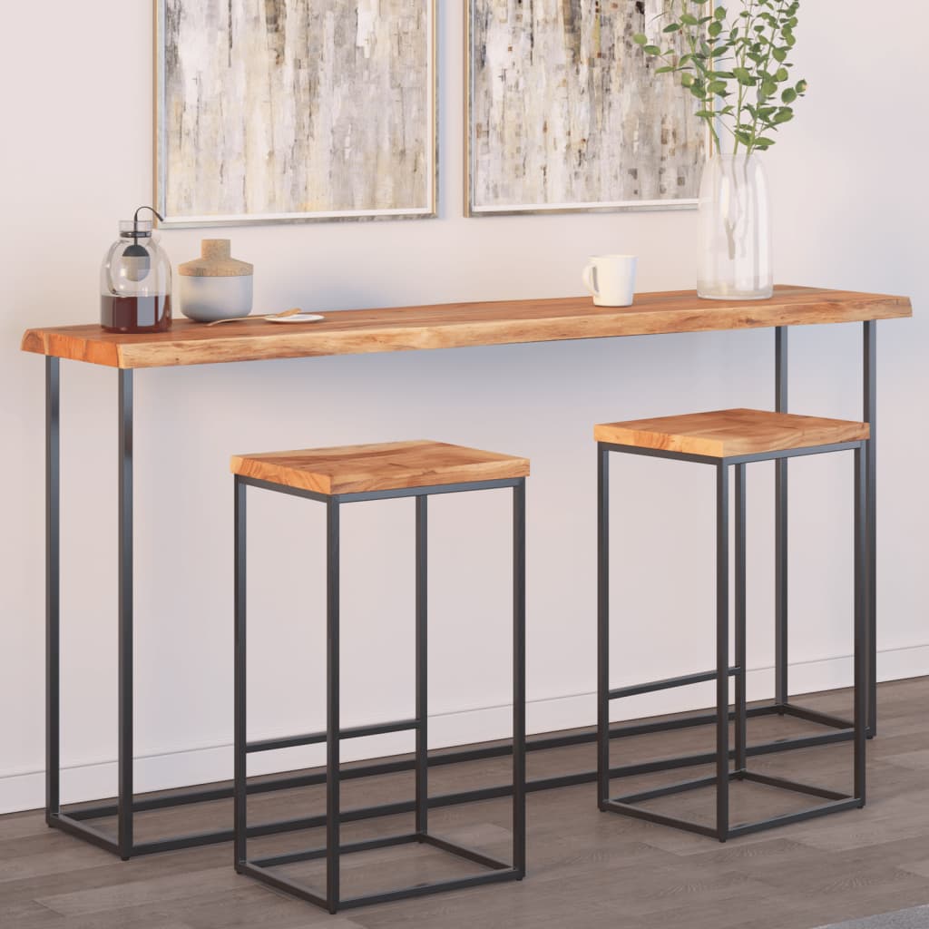 Table Top 180x40x2.5 cm Rectangular Solid Wood Acacia Live Edge - All Things Good