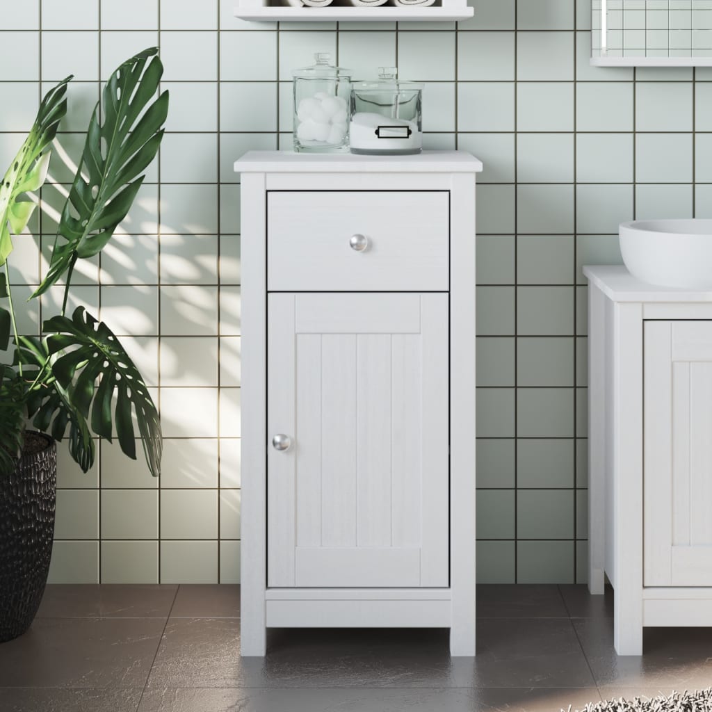 Bathroom Cabinet BERG White 40x34x80 cm Solid Wood Pine - All Things Good