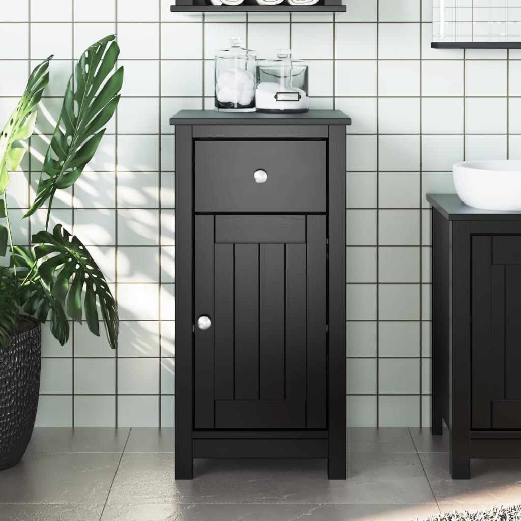 Bathroom Cabinet BERG Black 40x34x80 cm Solid Wood Pine - All Things Good