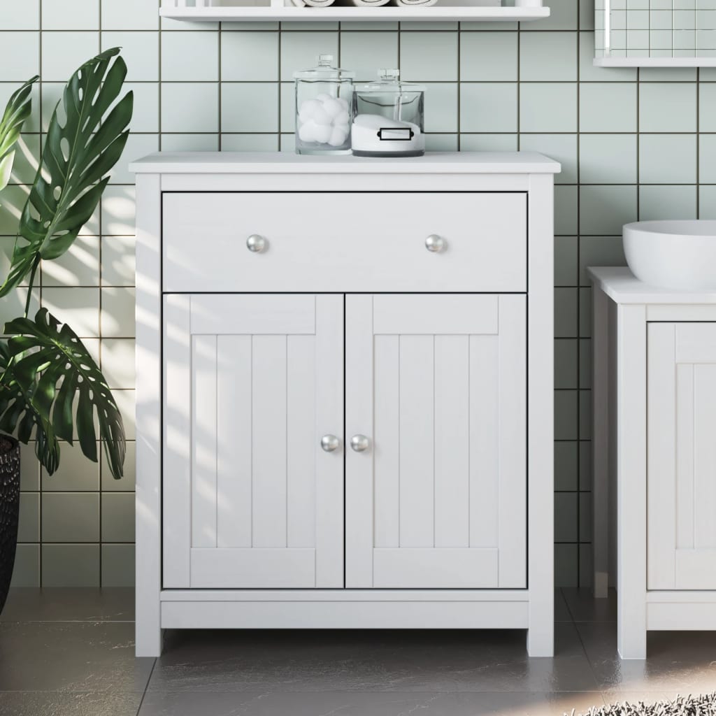 Bathroom Cabinet BERG White 69.5x34x80 cm Solid Wood Pine - Tyrell & Tyrell