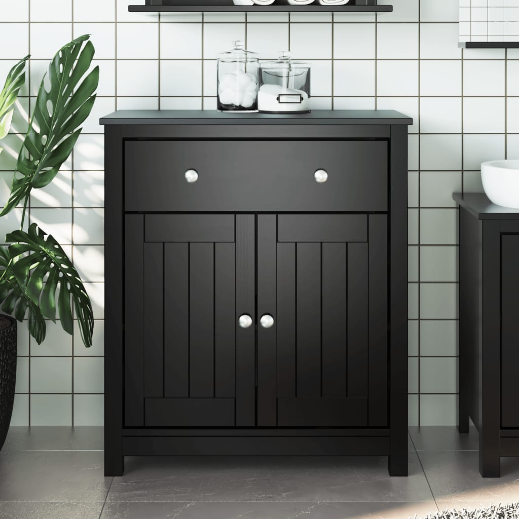 Bathroom Cabinet BERG Black 69.5x34x80 cm Solid Wood Pine - Sid & Sam