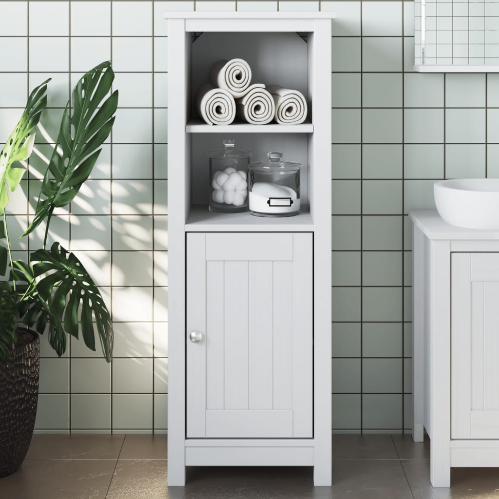 Bathroom Cabinet BERG White 40x34x110 cm Solid Wood Pine - All Things Good