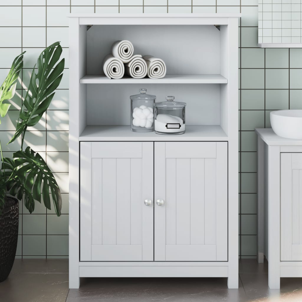 Bathroom Cabinet BERG White 69.5x34x110 cm Solid Wood Pine - Direct Imports
