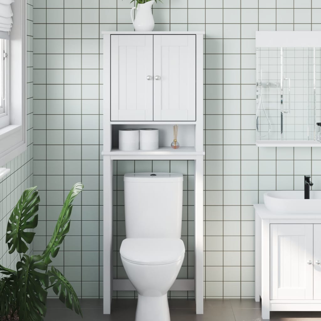 Over-the-Toilet Storage BERG White 60x27x164.5 cm Solid Wood - Brittle & Co
