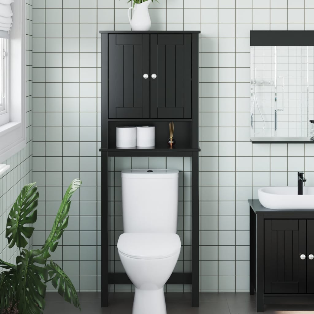 Over-the-Toilet Storage BERG Black 60x27x164.5 cm Solid Wood - Sid & Sam