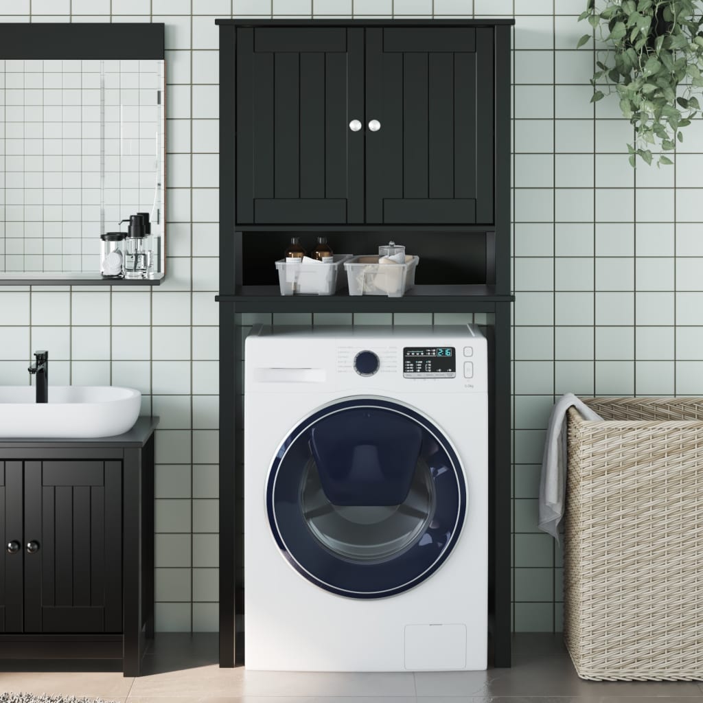 Washing Machine Cabinet BERG Black 76x27x164.5 cm Solid Wood - Merkel Designers
