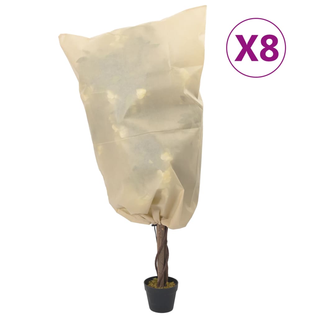 Plant Fleece Covers with Drawstring 8 pcs 70 g/m2 0.8x0.8 m - Discount Dealers