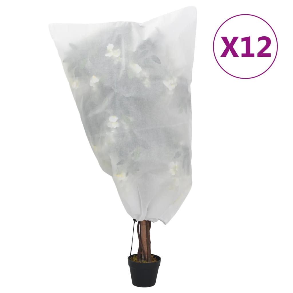 Plant Fleece Covers with Drawstring 12 pcs 70 g/m2 0.8x0.8 m - Direct Imports