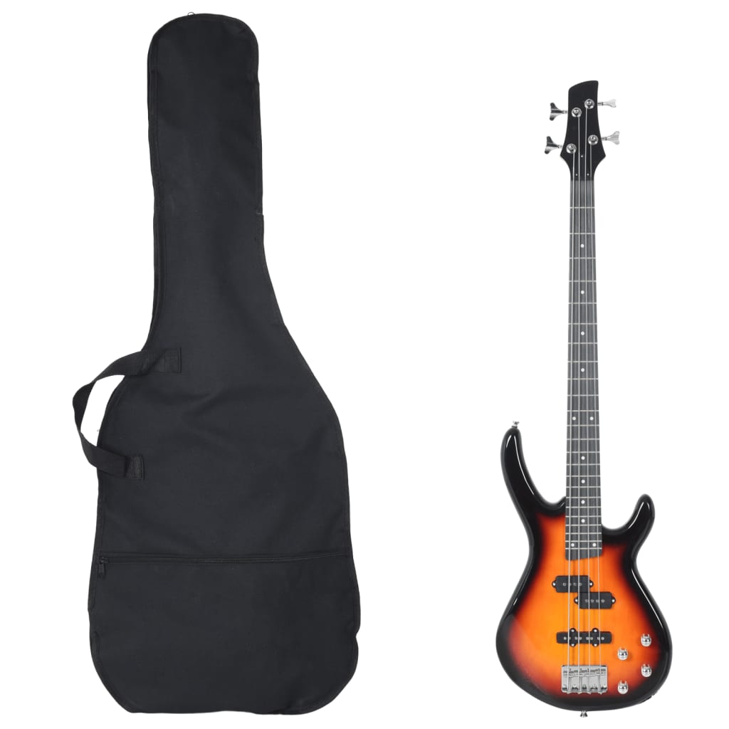 Electric Bass Guitar for Beginner with Bag Brown and Black 4/4 46" - Brittle & Co