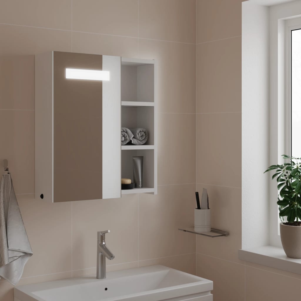 Bathroom Mirror Cabinet with LED Light White 45x13x52 cm - Casper Homes