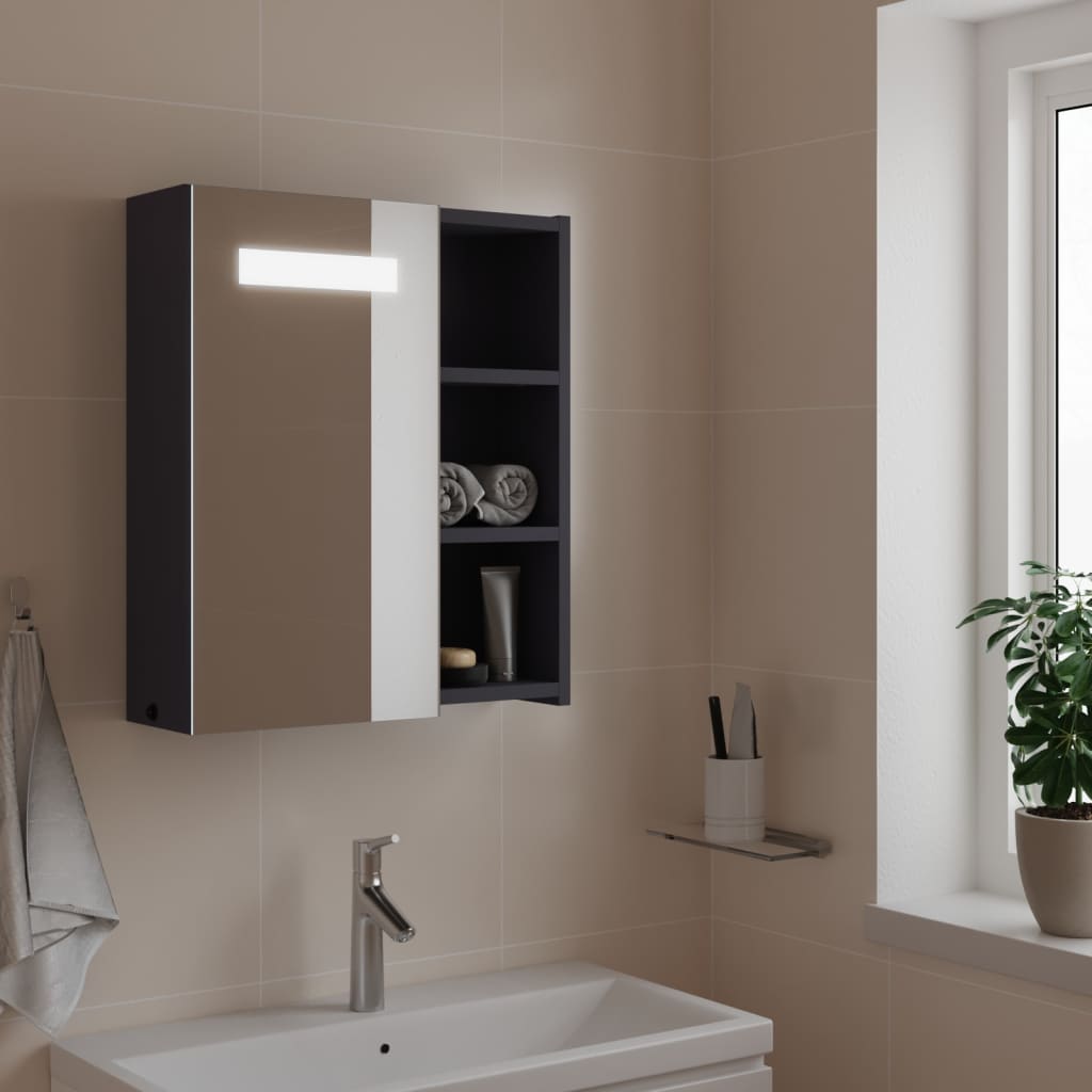 Bathroom Mirror Cabinet with LED Light Grey 45x13x52 cm - Millennium Furniture