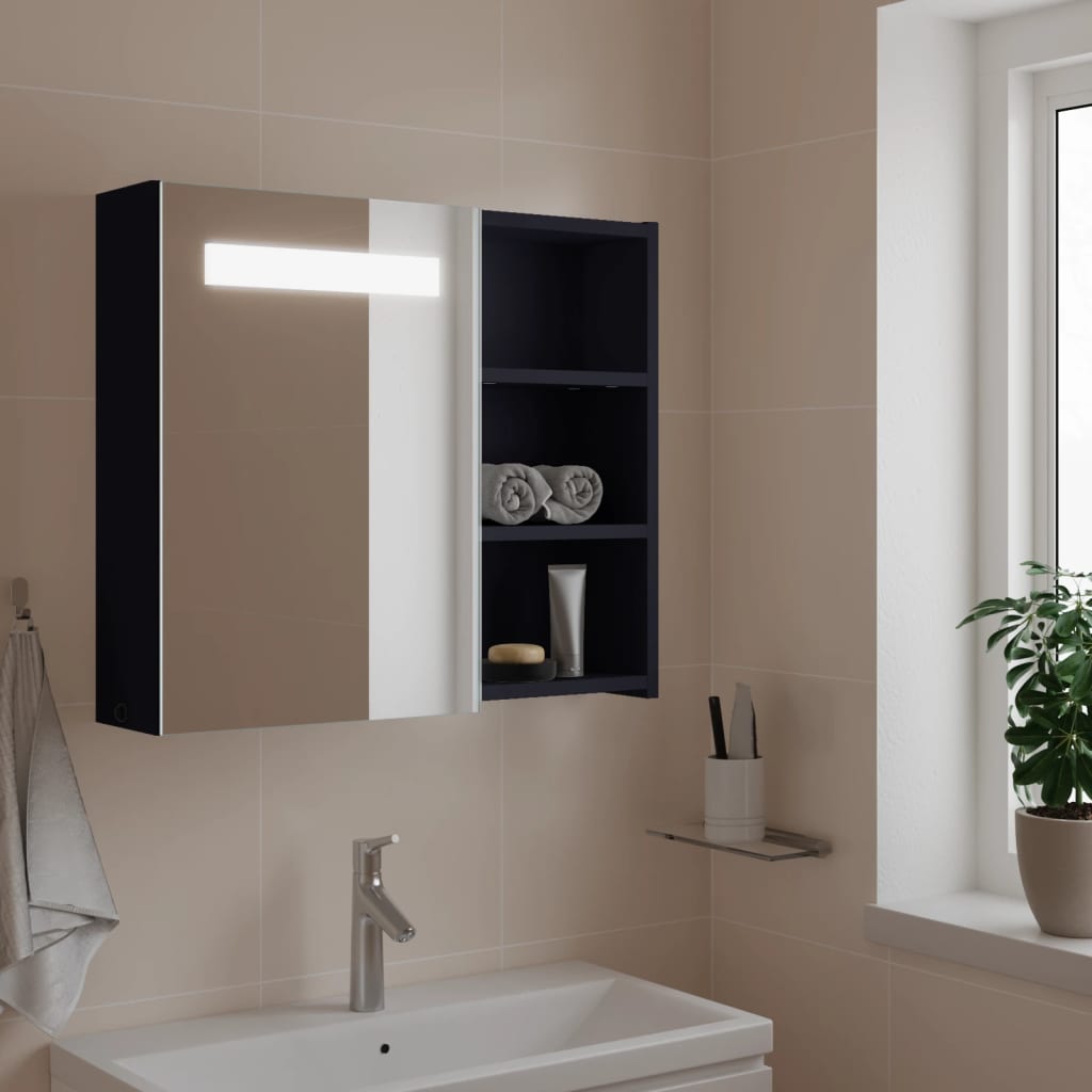 Bathroom Mirror Cabinet with LED Light Grey 60x13x52 cm - Millennium Furniture