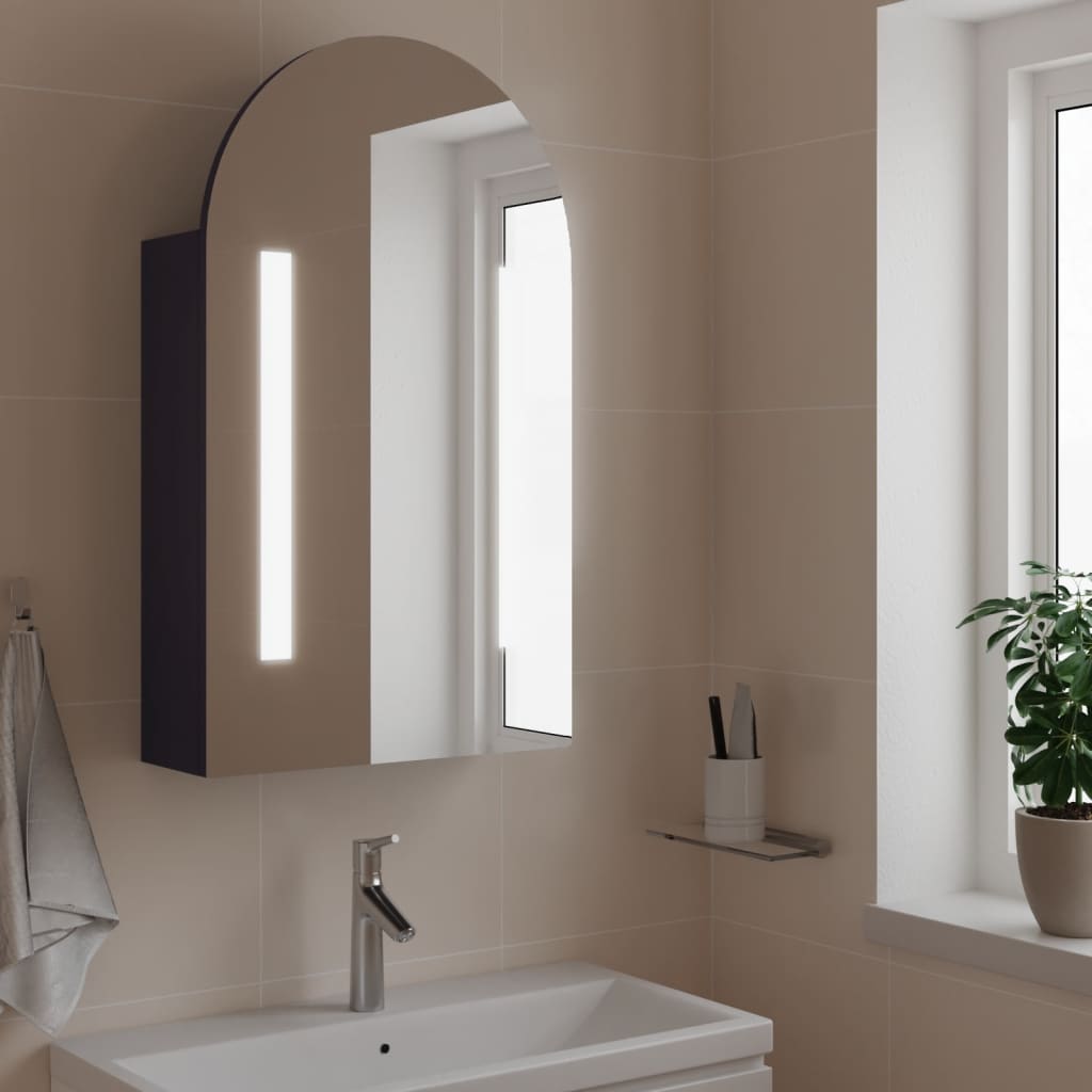 Bathroom Mirror Cabinet with LED Light Arched Grey 42x13x70 cm - Tyrell & Tyrell